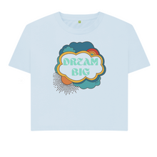 Load image into Gallery viewer, DREAM BIG RAINBOW BLUE BOXY CROP T-SHIRT
