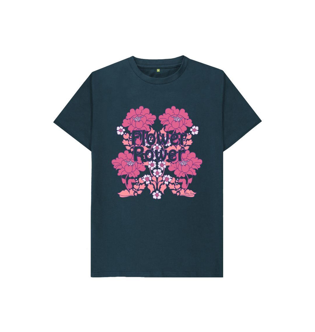 Denim Blue Kids Flower Power Navy T-Shirt